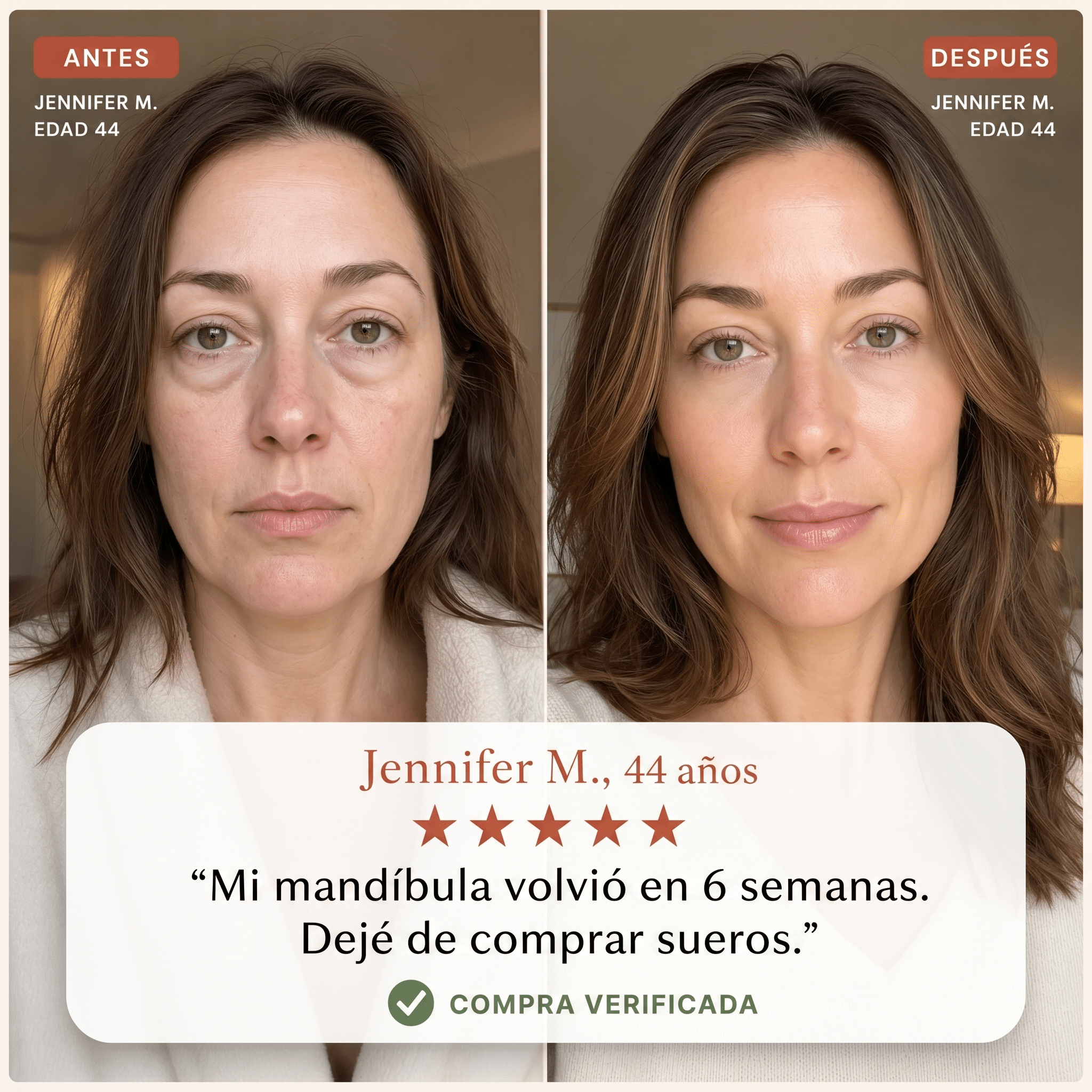 Antes y después — Jennifer, 44 años
